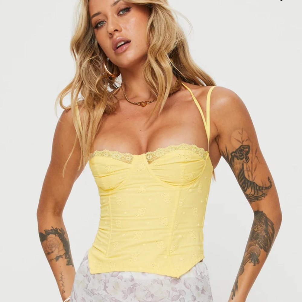 Princess Polly Luvan Lace Corset Top Yellow